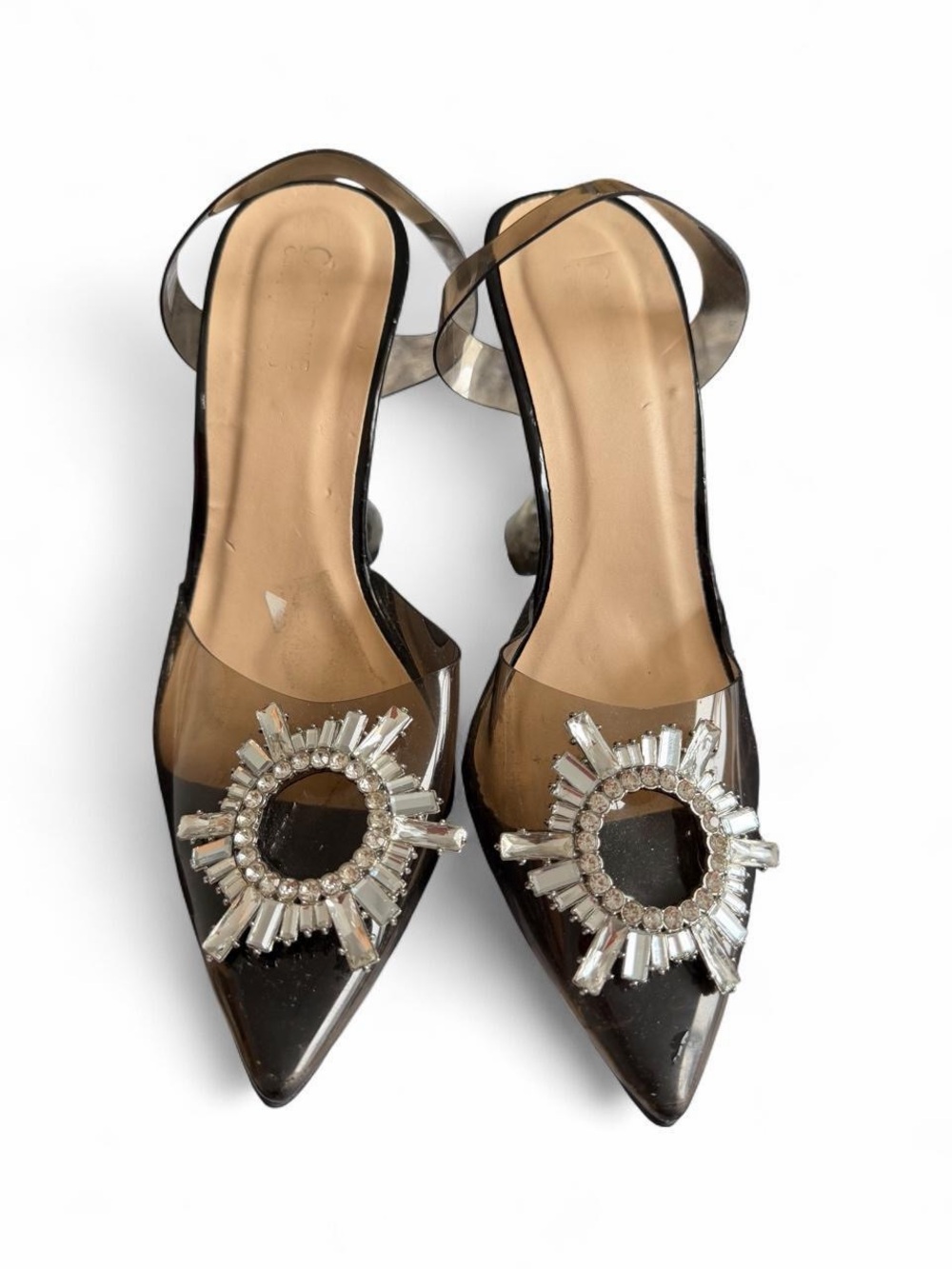 Catherine Malandrino Jamie Smoke Clear Slingback Rhinestone Pump